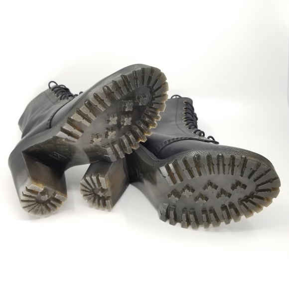 Dr. Martens "Kendra" Black Leather Lace-Up Heeled Boots - Picture 6 of 7